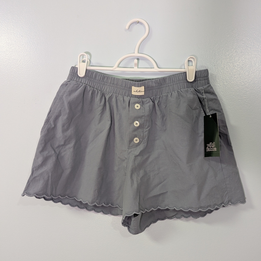 Wild Fable Light Gray Scalloped Hem Pajama Shorts